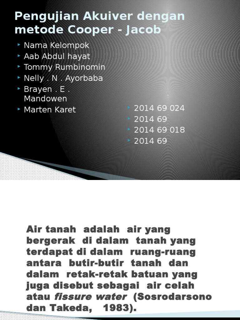 Uji Akuifer Metode Cooper-Jacob | PDF | Sains & Matematika