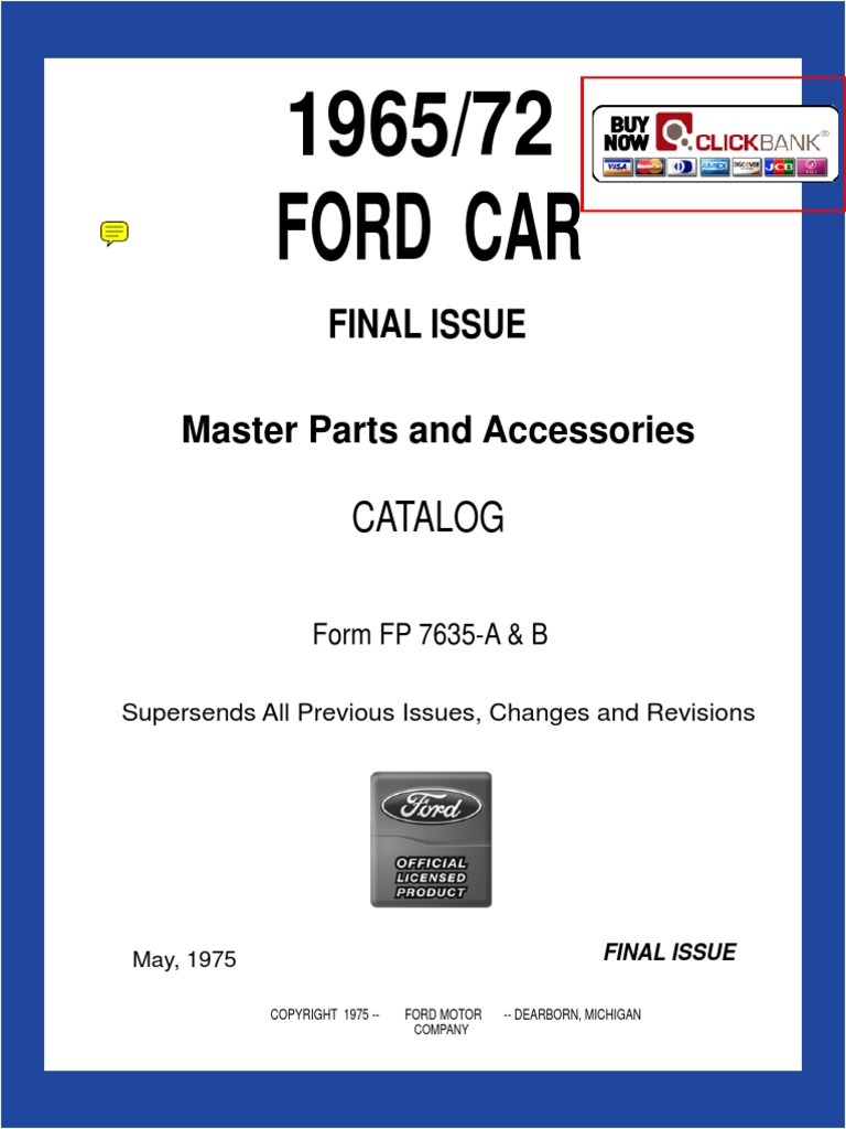 1965 1972 Ford Parts Catalog Free Demo Manual Transmission Trunk (Car)
