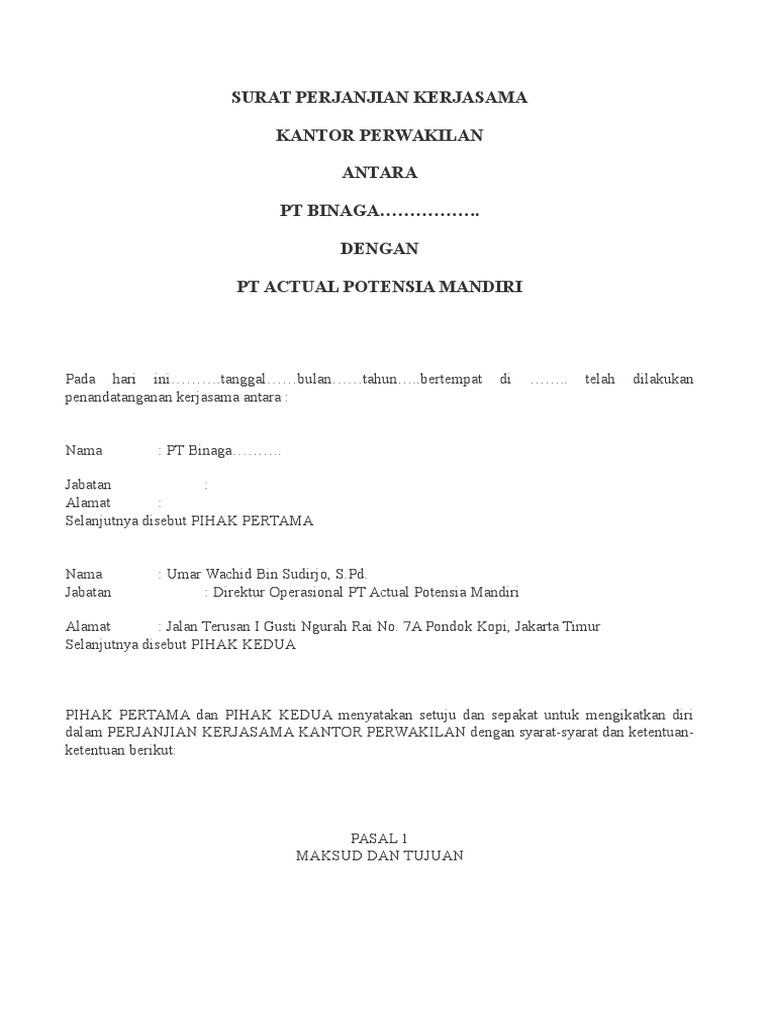 Surat Perjanjian Dan Kesepakatan Komisi Listingan Com