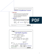 T Dependence of Equilibrium Constant: Van't Hoff's Equation