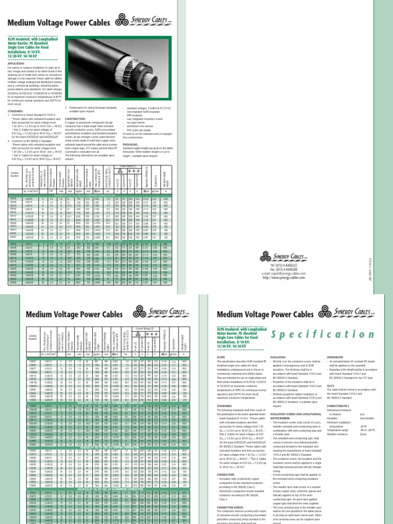 Medium Voltage Power Cable Specifications | PDF | Cable | Insulator ...
