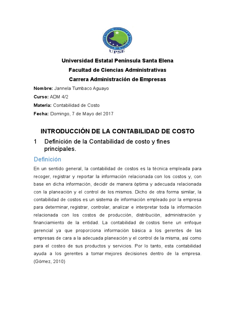 Introducción a la Contabilidad de Costos | PDF | Costo | Contabilidad