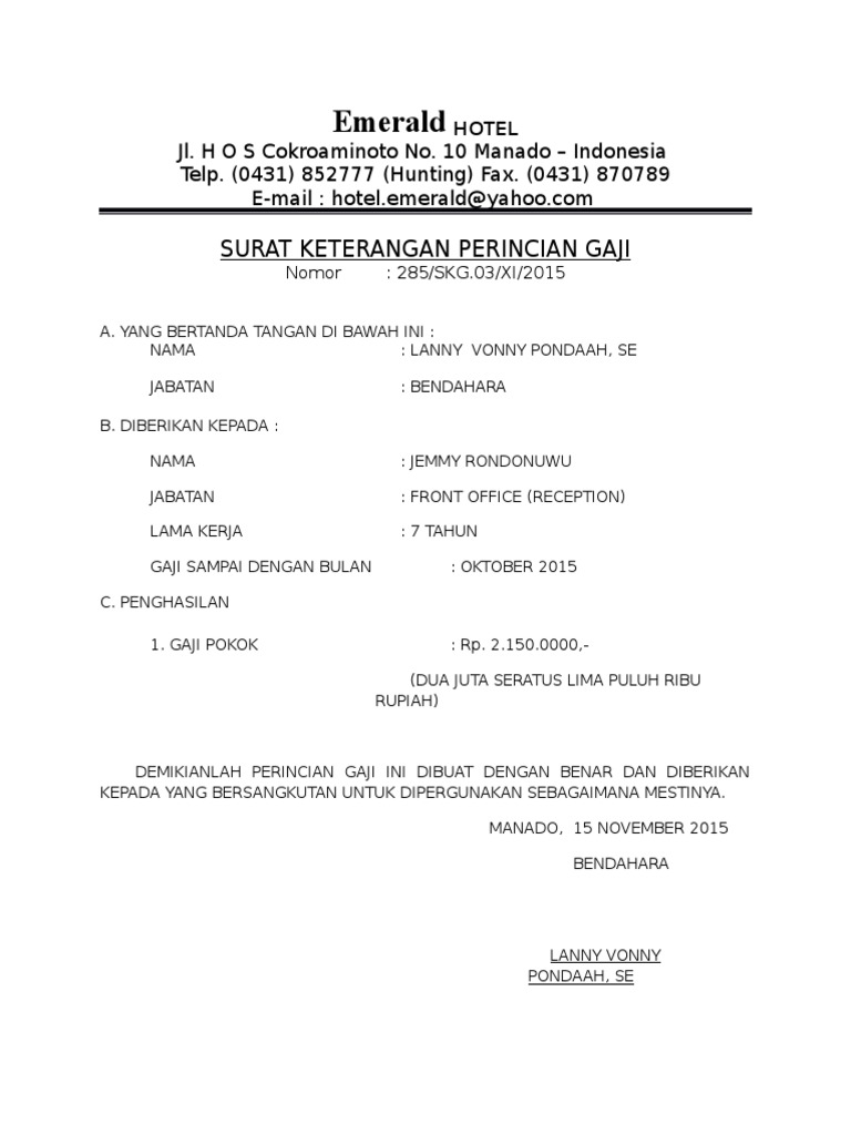 Slip Gaji Hotel Aston Terbaru