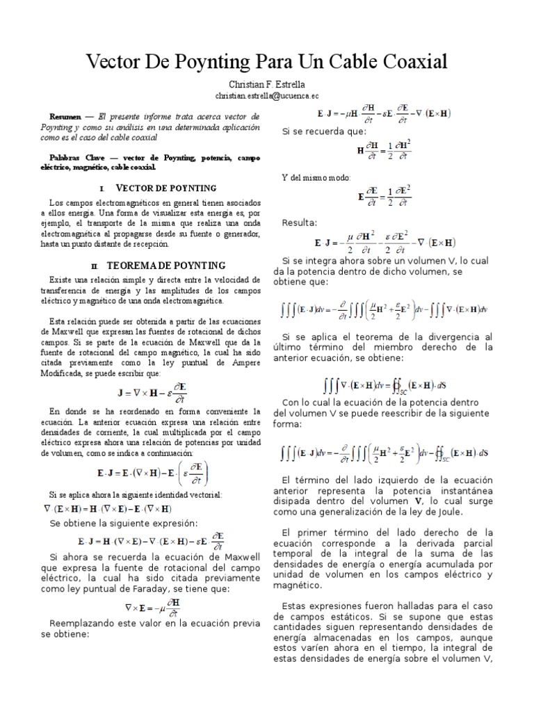 Vector de Poynting Ieee | PDF | Campo eléctrico | Campo magnético