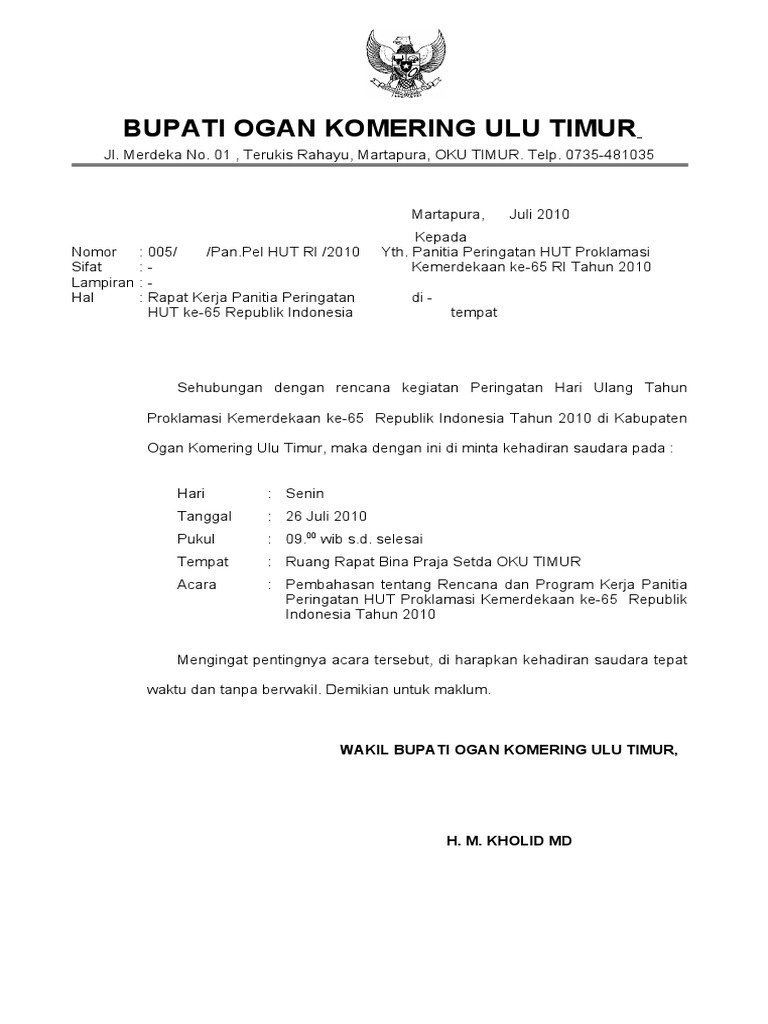 520+ Contoh Undangan Rapat Panitia Agustusan Gratis Terbaru
