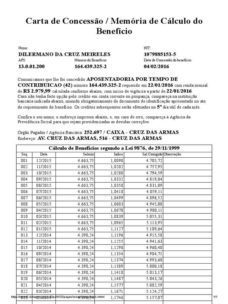 Carta de Concessão Dilermano Conta Bancária Economias