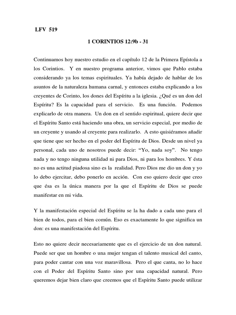 1 Corintios 129 31 Espíritu Santo Pablo El Apóstol