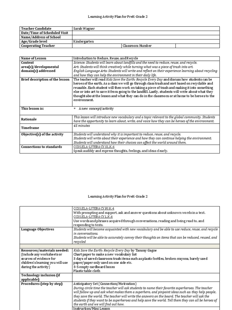 Lesson Plan Reduce Reuse and Recycle | PDF | Reuse | Recycling