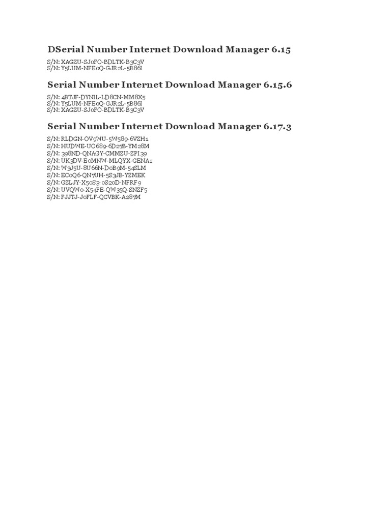 Serial Number Of Internet Download Manager