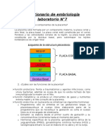 Cuestionario de Embriología Laboratorio N°7