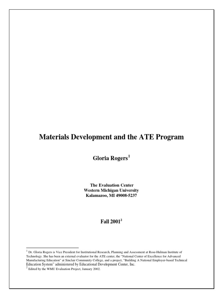 Materials Development and The ATE Program PDF Curriculum
