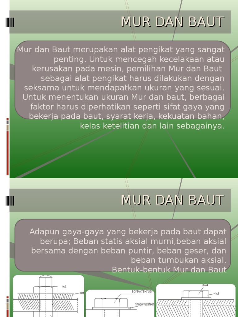 Jenis dan Ukuran Mur Baut | PDF