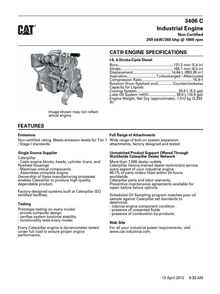 CAT 3406 C Heavy Duty Truck Engine PDF Engines Horsepower