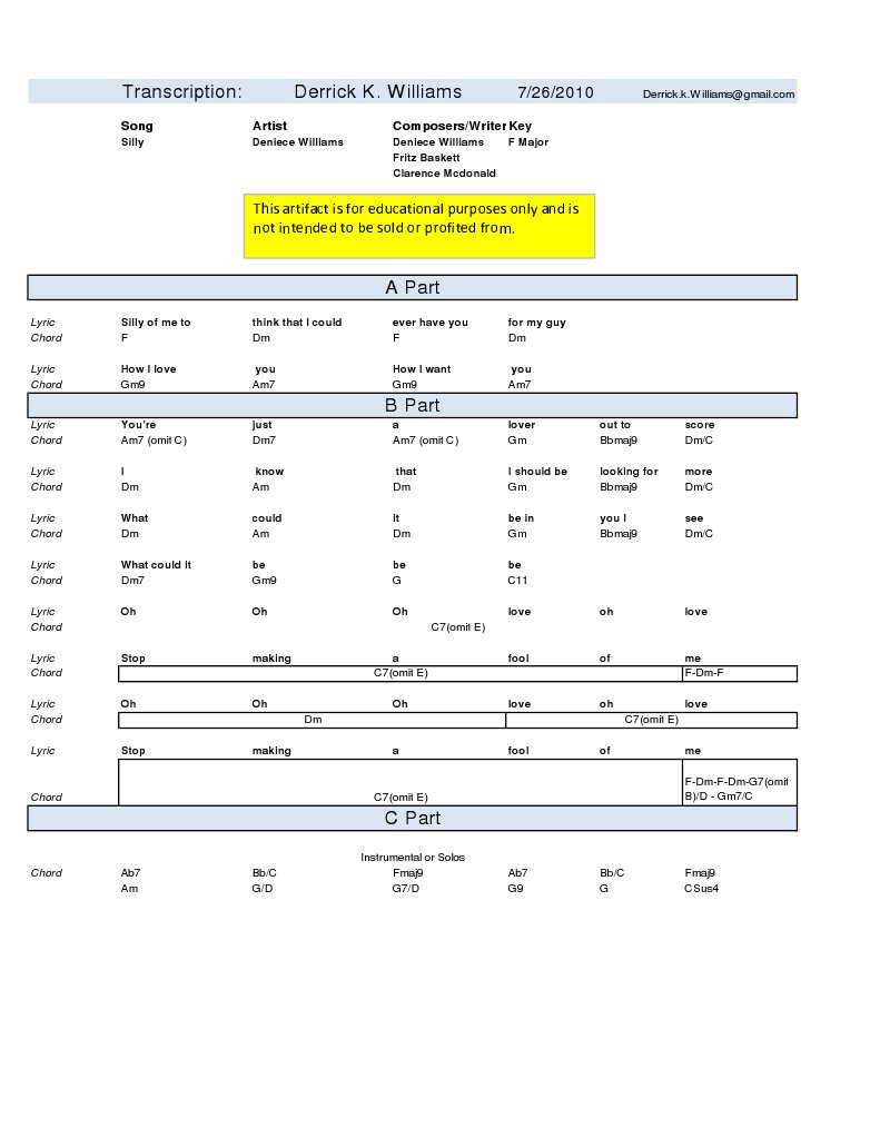 Silly Deniece Williams Lyrics Chords Musicology Musical Techniques