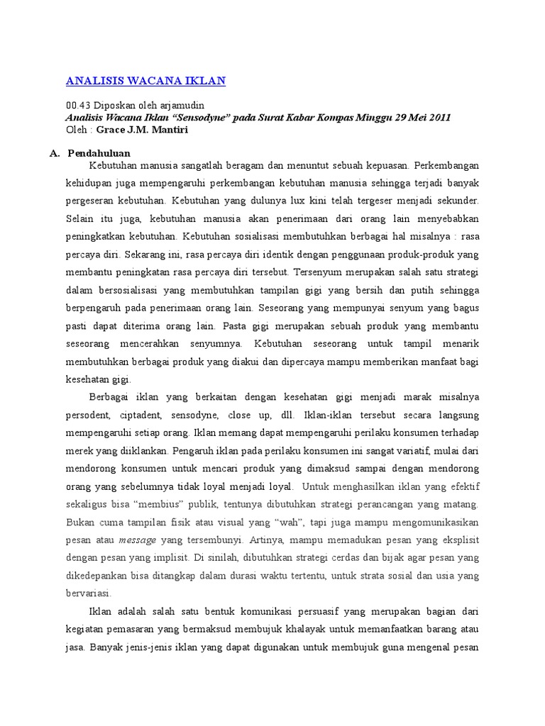 Analisis Wacana Iklan Sensodyne