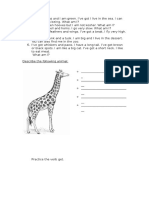 Animal Description Worksheet