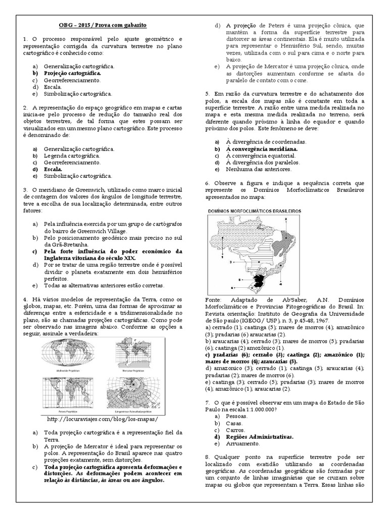 OBG 2015 Prova Com Gabarito PDF | PDF | Vulcão | Guerra Fria