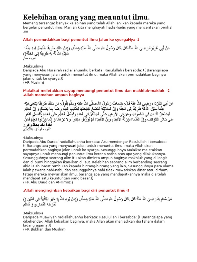 Kelebihan Orang Yang Menuntut Ilmu Pdf