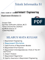 Requirements Elicitation (1) - Software Requirement Engineering - Teknik Informatika S1