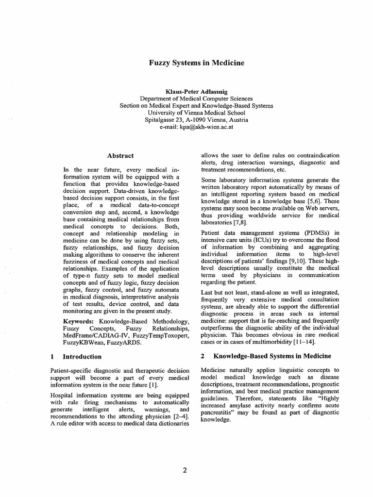 Fuzzy Logic in Medical Diagnosis Systems | PDF | Medical Diagnosis ...
