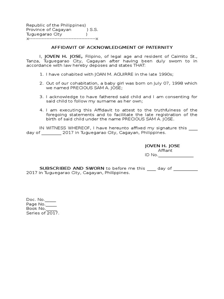 Affidavit of Paternity | Download Free PDF | Affidavit | Legal Documents