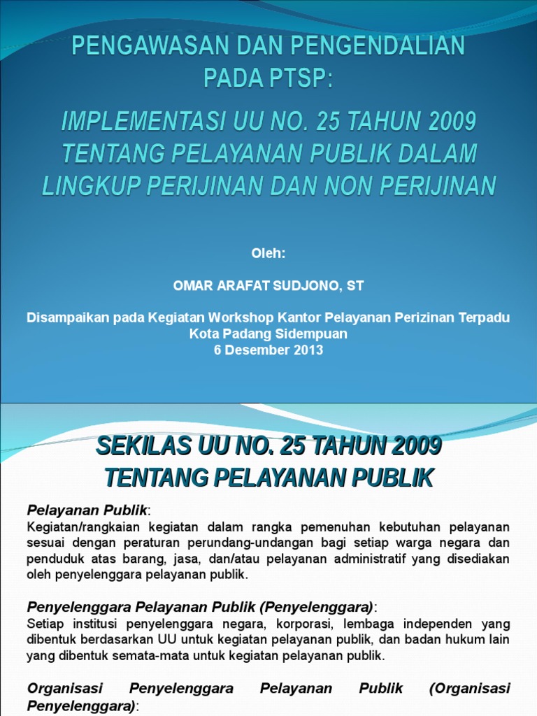 Materi Workshop Pengawasan Dan Pengendalian PTSP 1 | PDF