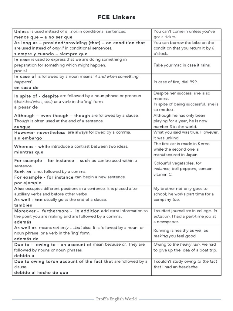 Fce linking words picture