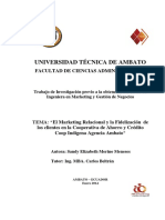 “El Marketing Relacional y La Fidelización de Los Clientes en La Cooperativa de Ahorro y Crédito Cop Indígena Agencia Ambato”