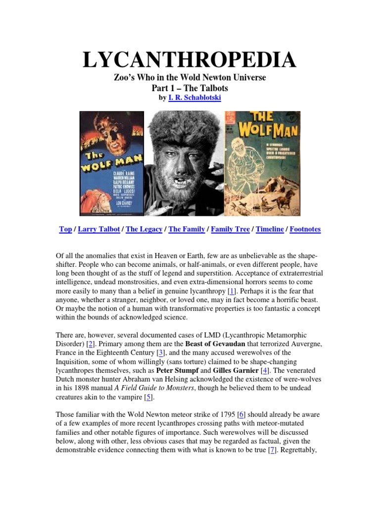 Lawrence Talbot Werewolf | PDF | Werewolves