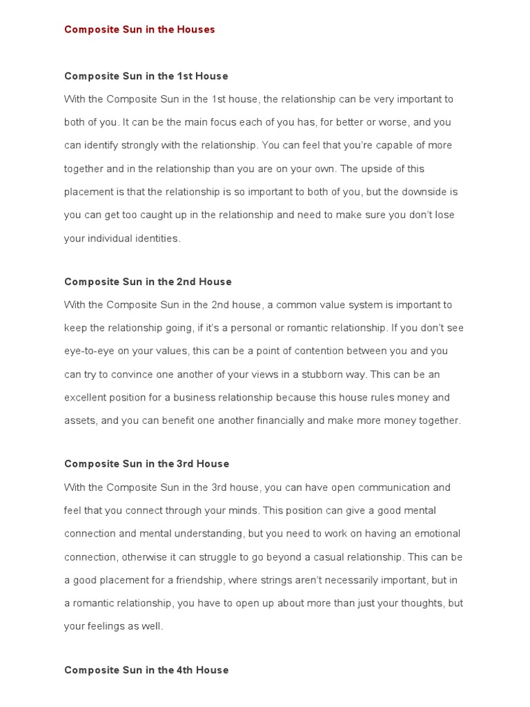 The Composite Chart Interpretation PDF Astrology Solar System