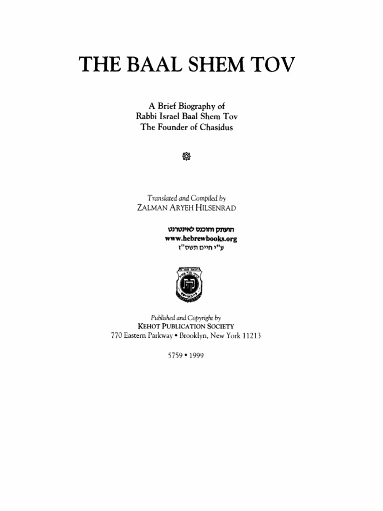 The Baal Shem Tov PDF Baal Shem Tov Rebbe