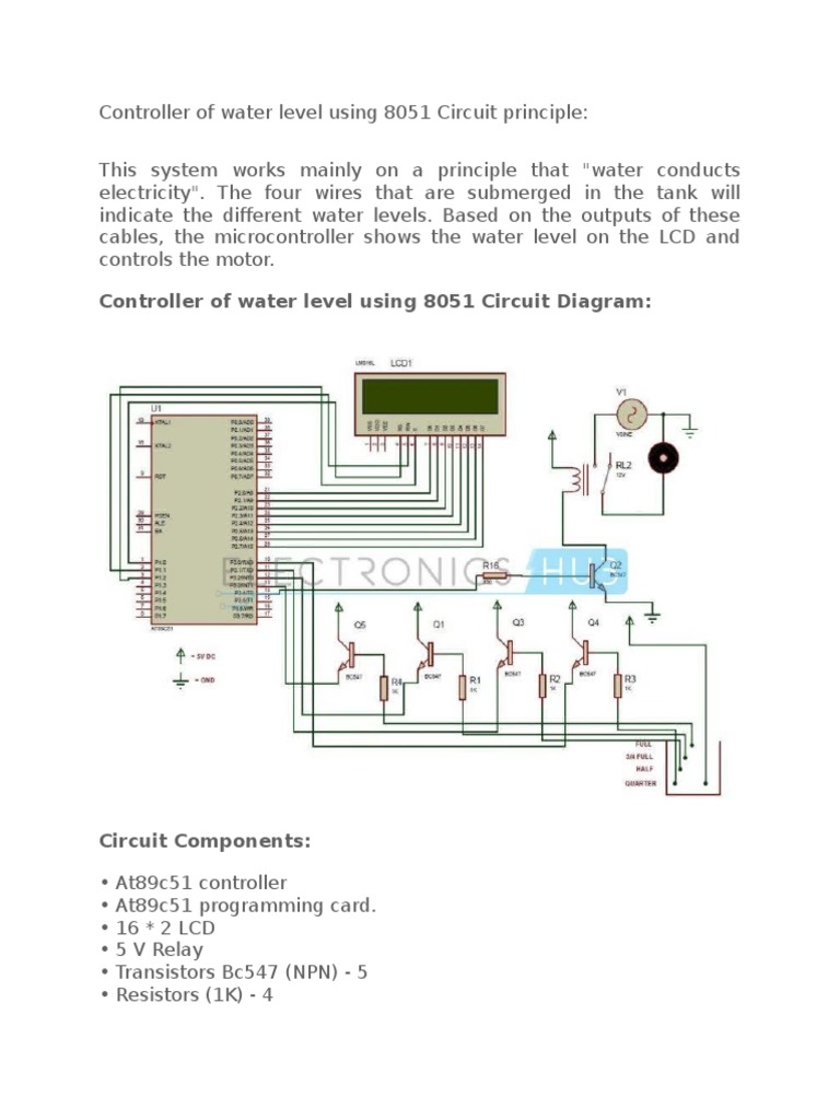 8051 Water Level Controller Circuit | PDF