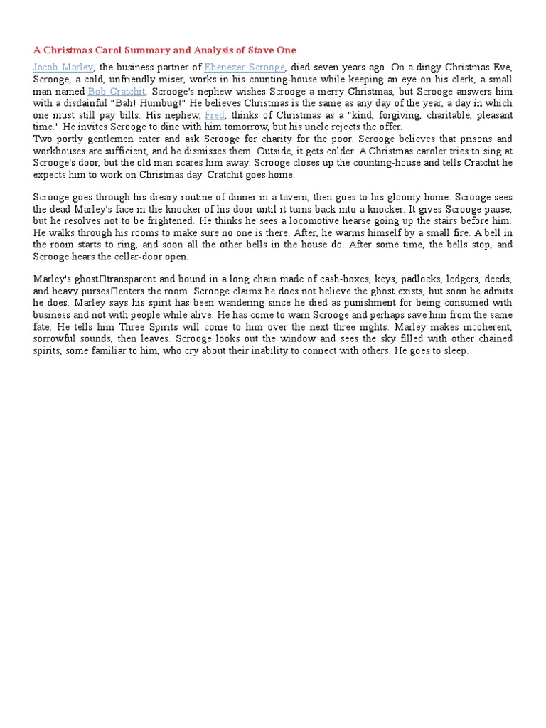 A Christmas Carol Summary PDF