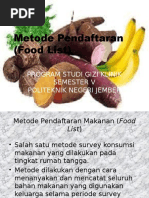 Metode Pendaftaran (Food List)