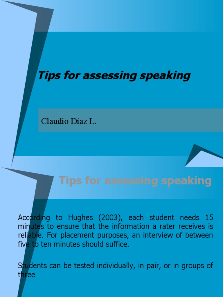 Tips For Assessing Speaking: Claudio Díaz L | PDF | Applied Psychology ...