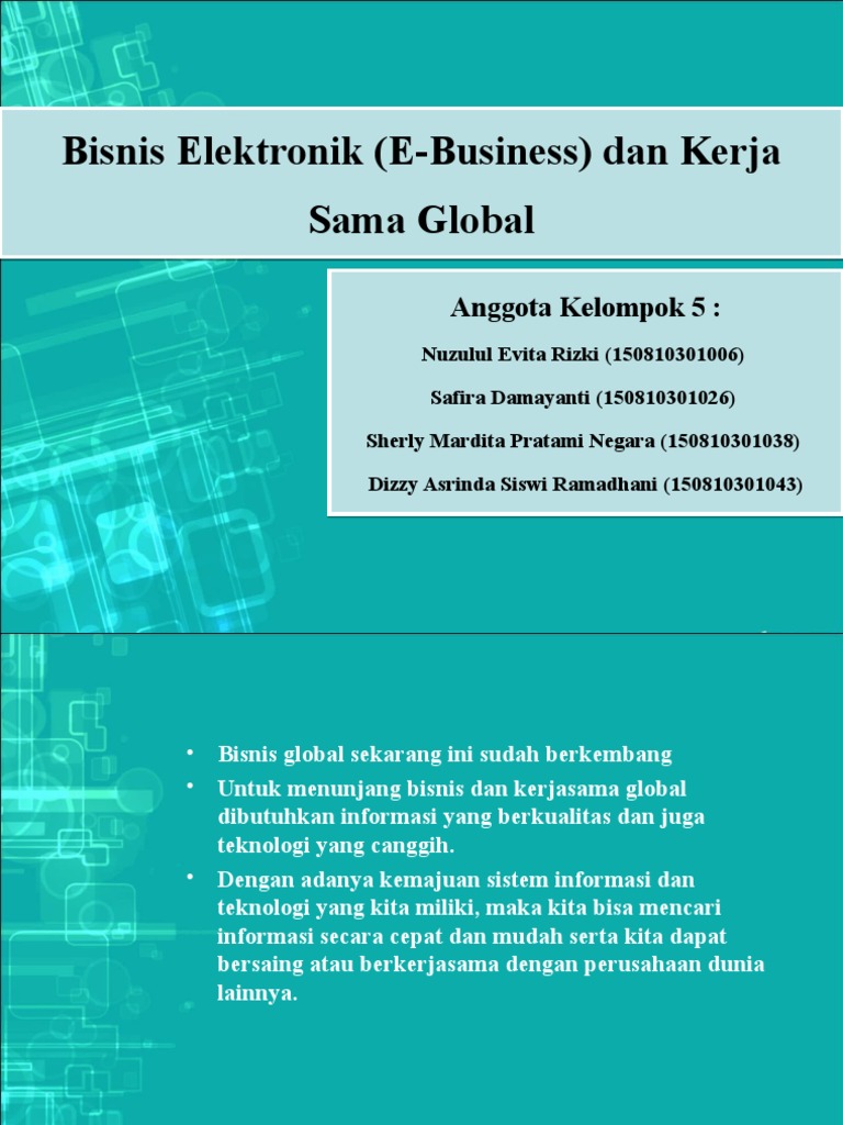 Bisnis Elektronik E Business Dan Kerja Sama Global