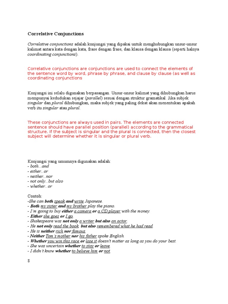 Correlative Conjunctions Grammatical Number Sentence Linguistics