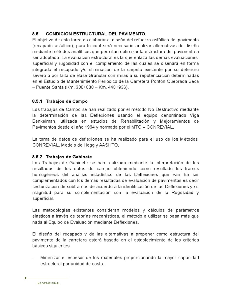 Evaluación de la Condición Estructural del Pavimento | PDF | Curva ...