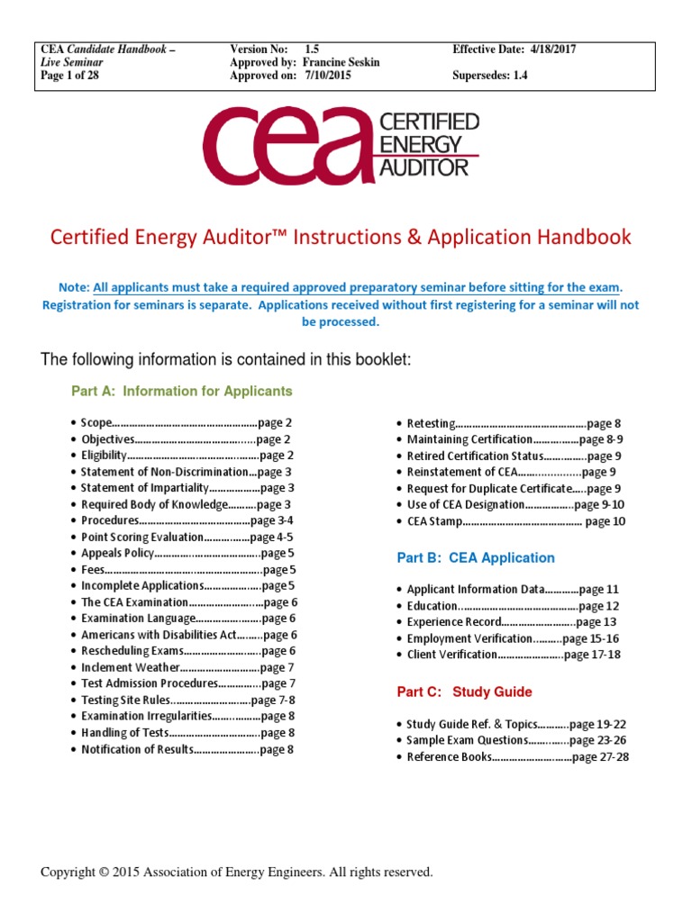 Cea Professional Certification Test (Assessment)