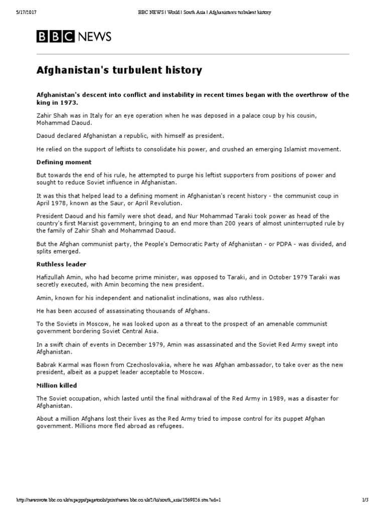 BBC News World South Asia Afghanistans Turbulent History | PDF | People