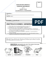 Prueba U1 Seres Vivos Primero Básico