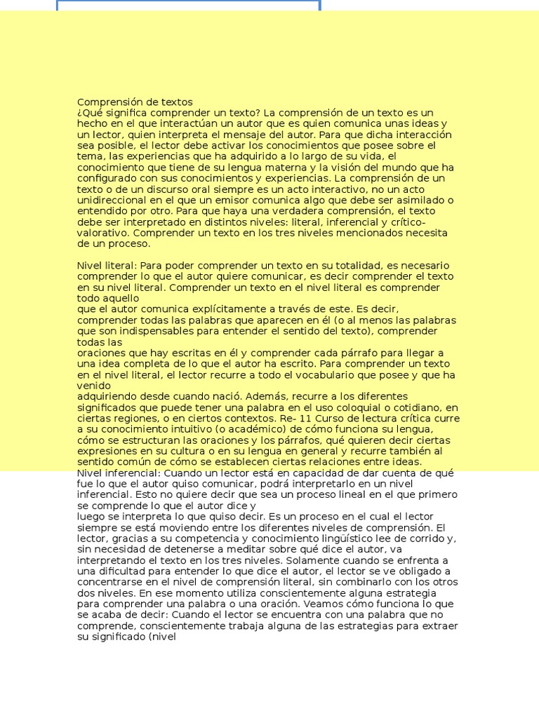 Comprensión de Textos Qué Significa Comprender | PDF | Comprensión | Autor
