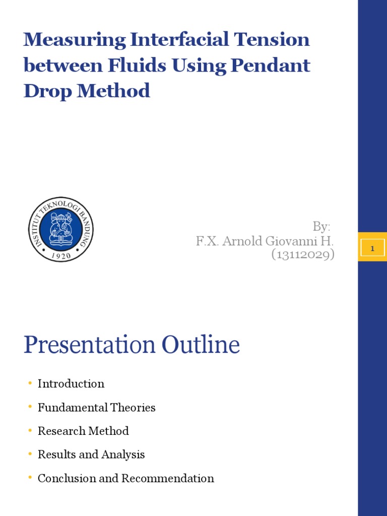 Measuring Interfacial Tension between Fluids using Pendant Drop Method