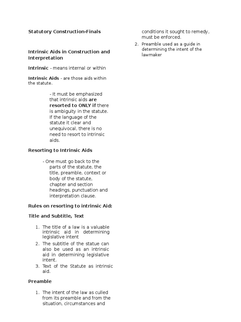 Intrinsic Aids in Statutory Construction | PDF | Statutory ...
