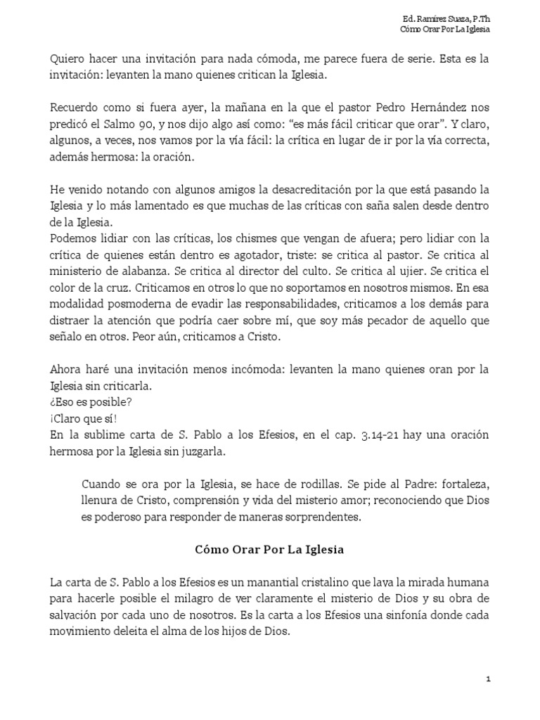 Cómo Orar Por La Iglesia | PDF | Oración | Cristo (título), image size:768x1024