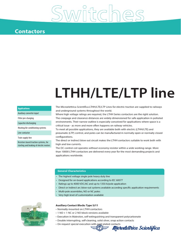 LTHH/LTE/LTP Contactors Overview | PDF | Switch | Power (Physics)