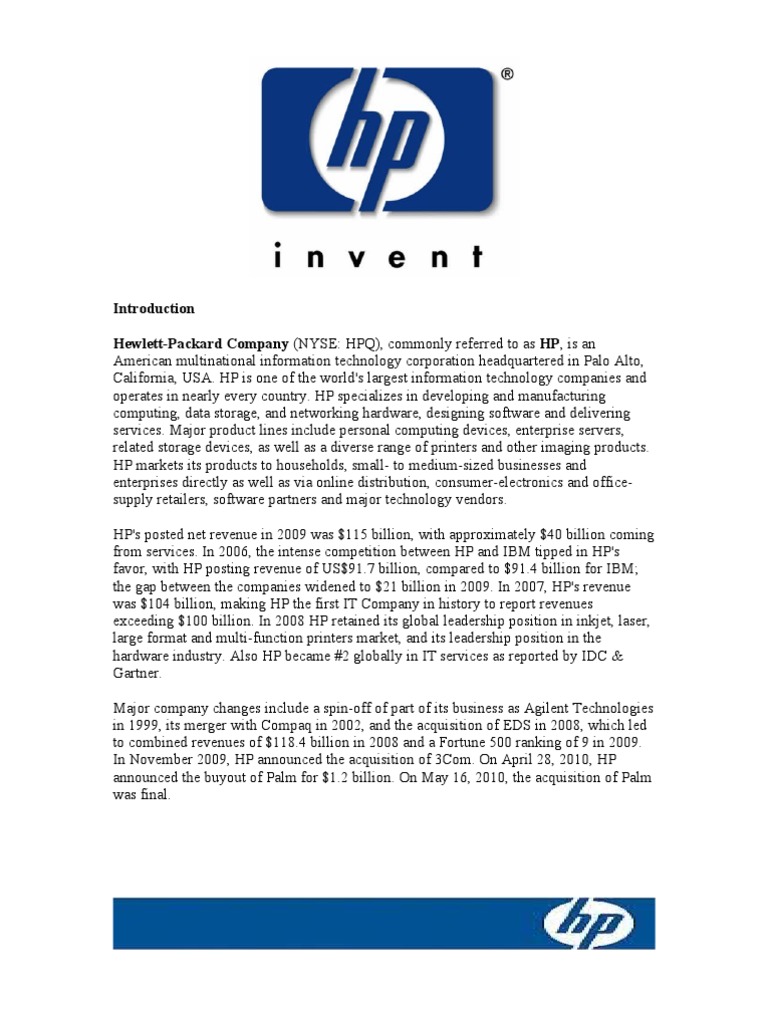 HP Business Strategy Overview | PDF | Hewlett Packard | Dell