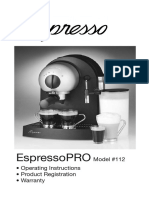 Espressopro: Model #112 - Operating Instructions - Product Registration - Warranty