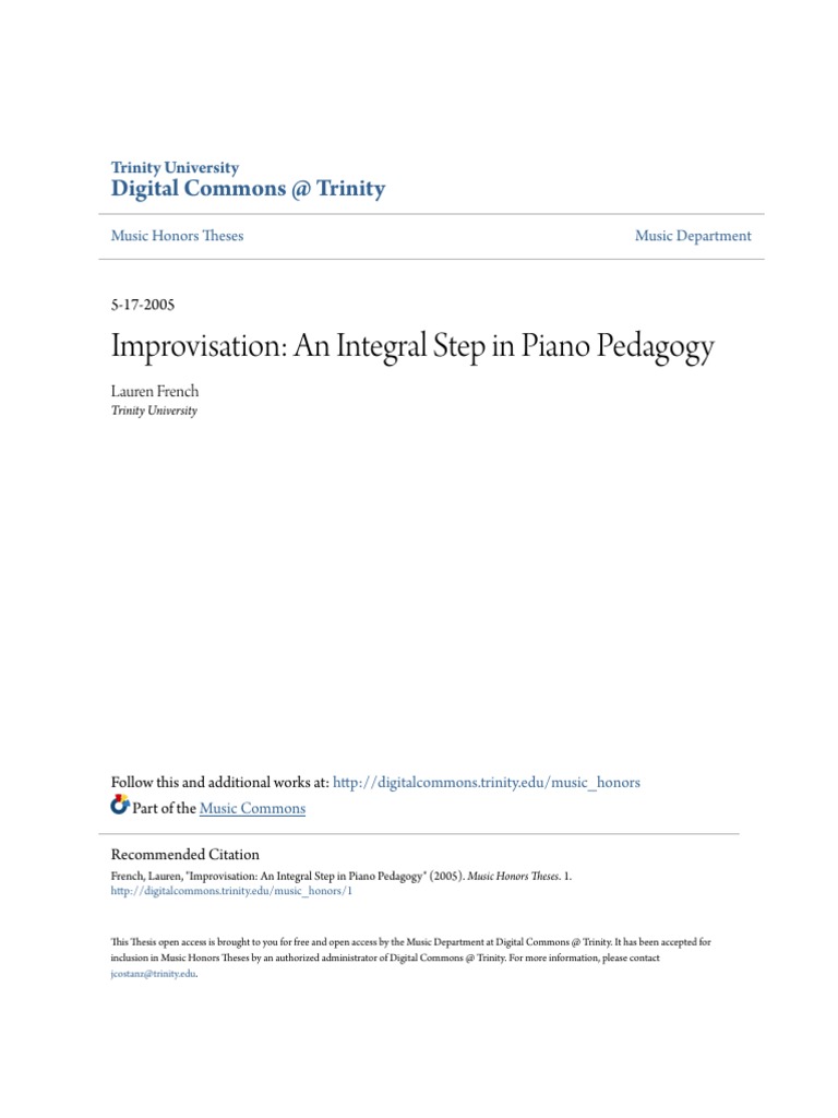 Improvisation - An Integral Step in Piano Pedagogy | PDF | Music ...
