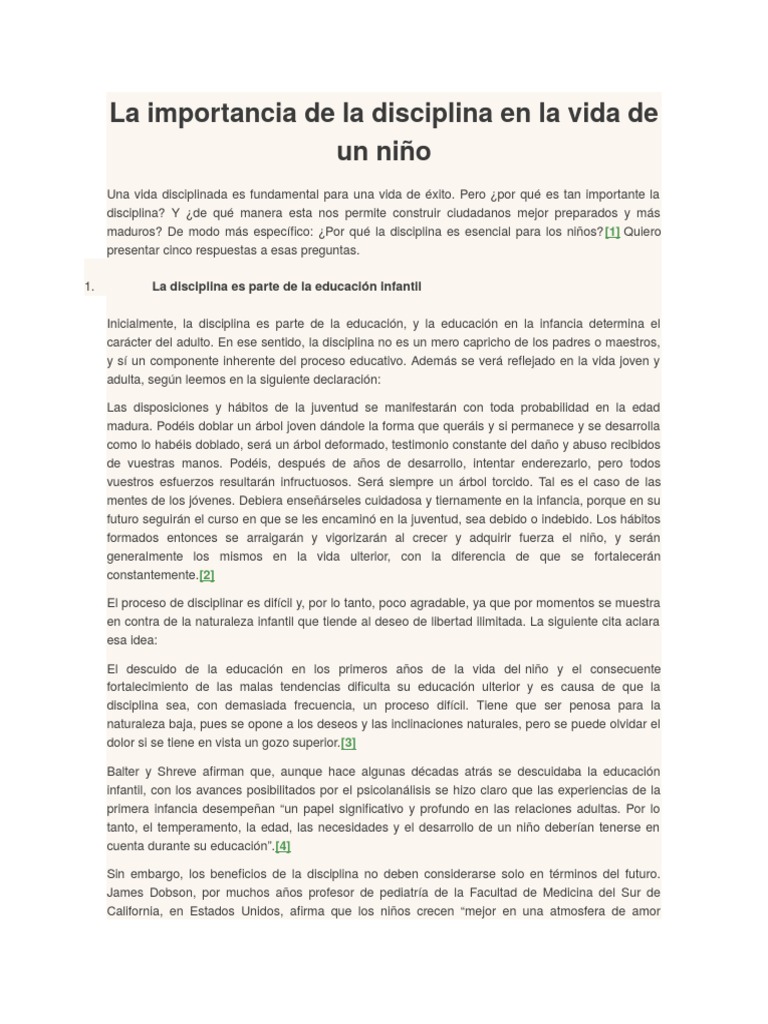 La Importancia de La Disciplina en La Vida de Un Niño | PDF | Libertad ...